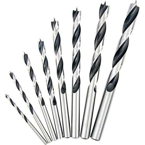 Set de 8 forets à centrer à pointe (3-10 mm) Forets à bois HCS à pointe à 3 taillants Pour bois massif et ébénisterie Inclus boîte de rangement (1/5)