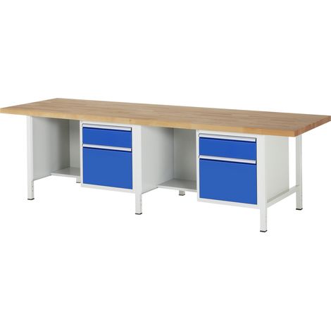 Rau Werkbank höhenverstellbar 8451A2, B3000xT900xH840-1040mm, 4x Schublade-TA (1/5)