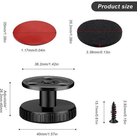 piezas，Patas ajustables para muebles，armarios y equipos，capacidad de carga de hasta 45 kg (100 libras)，4 x 2,6 cm (negras) (1/4)