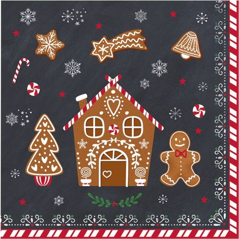 Lote de 20 Servilletas de Papel 33 x 33 cm - Pan de Jengibre - Easy Life