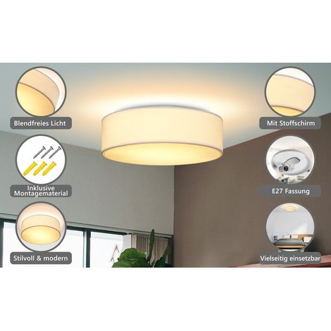 Lampara de techo 30 cm blanca casquillo e27 facil instalacion luz antideslumbrante 223009797 (1/5)