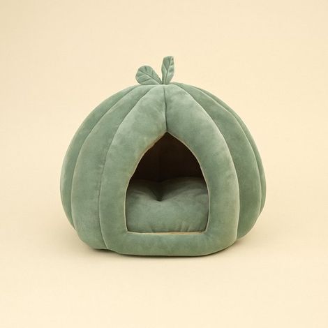 Cuccia per gatti semiaperta a forma di zucca: il luogo caldo, sicuro e lussuoso dove il tuo animale domestico dormirà e che adorerà (1/5)