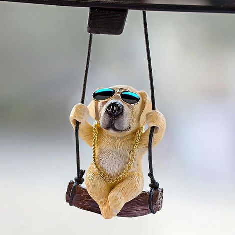 Ornements de Voiture,Chien Golden Retriever Pendentif Miroir de Voiture Rétroviseur Ornement Suspendu De Voiture Miroir de Voiture Accessoires Cadeaux D'anniversaire Décoration Charme Voiture Suspendu (1/4)