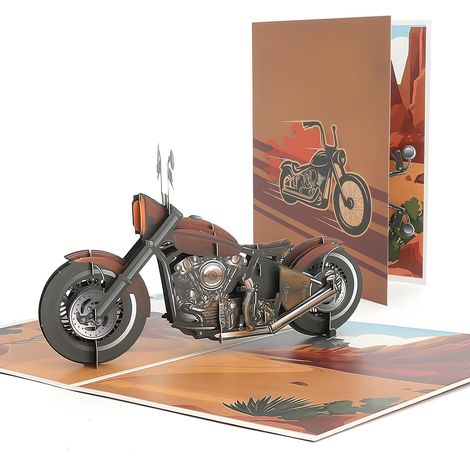 Motorrad-Geburtstagskarte, Geburtstagskarte für Männer, 3D-Geburtstagskarte, Pop-up-Motorradkarte – 3D-Biker-Design aus lasergeschnittenem Papier, originelle Karte für Papa, Biker-Vater, Geschenk für (1/5)