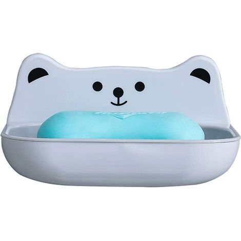 Porte-savon mural en plastique gris pour salle de bain haut de gamme, compatible avec différents types de savons (1/3)