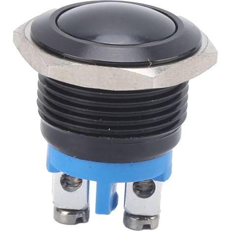 Interrupteur à bouton-poussoir métallique à bille, entièrement oxydé, à réarmement automatique, vis de réglage, commande au pied, 16 mm, 220 V (noir)
