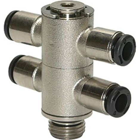 Riegler T-Mehrfachverteiler 4-fach »click-clock«, drehbar, G 1/8 a. Ø 6mm (1/3)