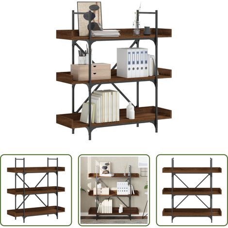 Rangement livres - Bibliothèque à 3 niveaux chêne marron 100x33x108,5 cm (1/5)