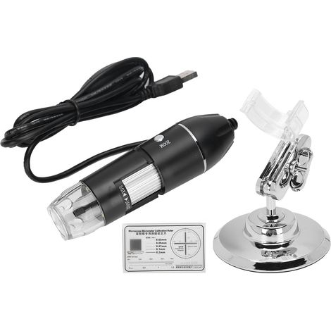 Microscope numérique USB 1600X, microscope électronique portable à 8 LED réglables avec support (1/5)
