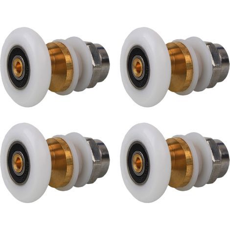 Roulettes Porte de Douche 20mm, Roulette Porte Coulissante Douche en Laiton 4 Pièces pour Rouleau pour Remplacement de Douche Coulissante Verre Porte Coureurs Rouleaux (20MM) (1/5)
