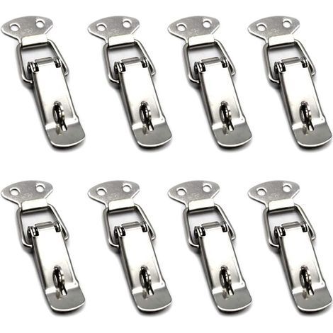 8-teiliges Set Hebel-Federverschlüsse aus Edelstahl für Werkzeugkästen, Schubladen, Schränke und Truhen – Silber (1/5)