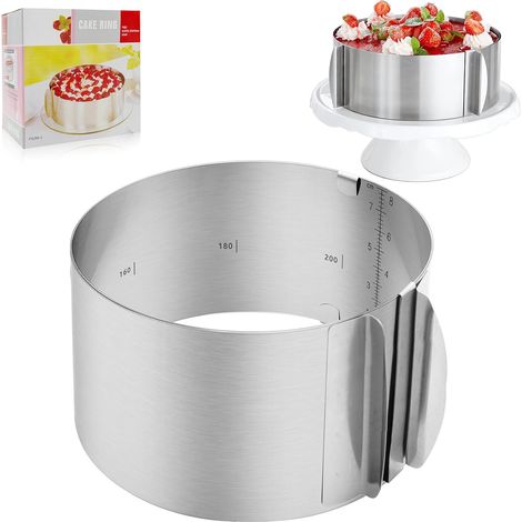 Adjustable Cake Ring, Adjustable Diameter 16-30 cm, Extendable Stainless Steel Cake Rings, Baking Accessories with Graduation, for Baking and Cooking (Height: 8 cm) (1/5)