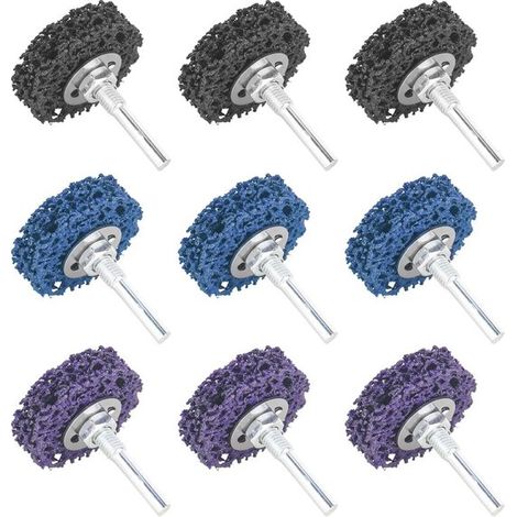 Set di 9 dischi abrasivi da 50 mm per smerigliatrice angolare - Pulizia, sbavatura e rimozione della vernice (1/5)