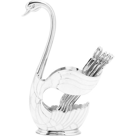 Cuillère à Dessert Café Style Européen Élégant Porte-Cuillère Cygne Argenté Ustensile de Table Décoratif