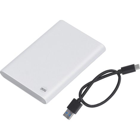 2.5 pouces Boîtier Externe Disque Dur Ultra-Mince USB3.1 Type C 10Gbps Argent 250Go pour PC Portable (1/5)