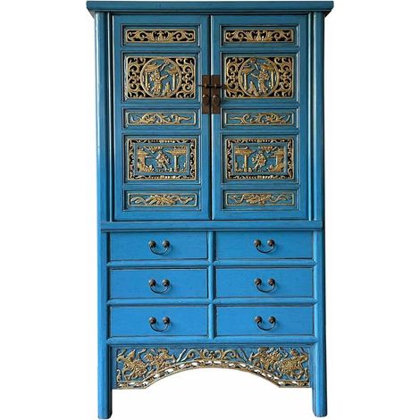 Armario de madera azul 100x43x170 (1/5)