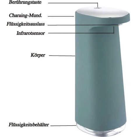 Automatischer, wandmontierter, berührungsloser elektrischer Seifenspender (380 ml) mit Sensor, USB-Ladefunktion, Schaumseife.