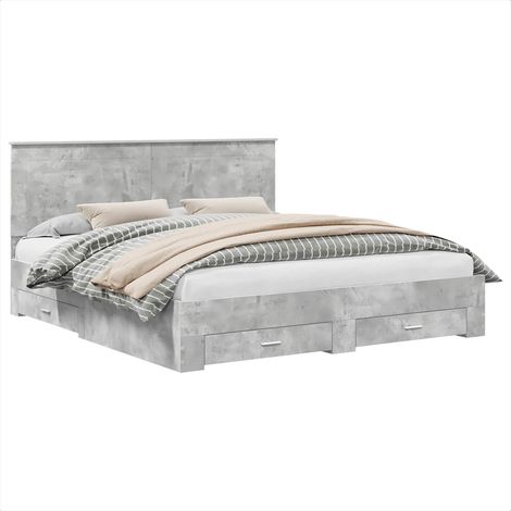Bed Frame Concrete Grey 180 x 200 cm Engineered Wood vidaXL (1/5)