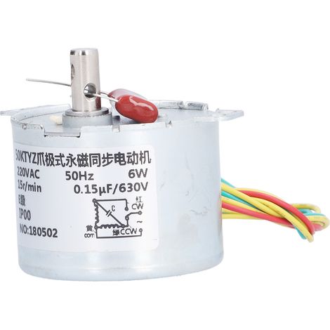 Moteur synchrone 15 tr/min, réducteur miniature à engrenages avec condensateur, 220 V CA