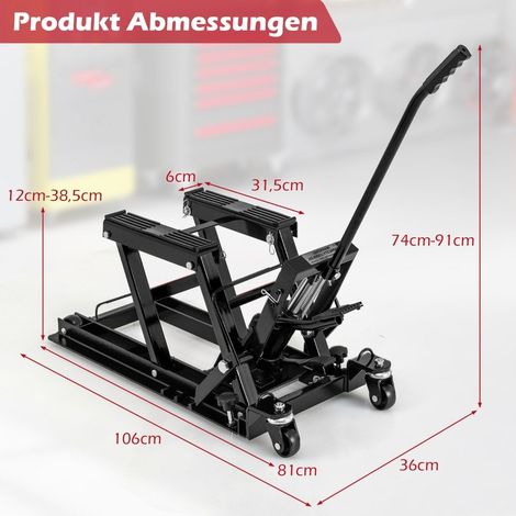 Motorcycle lift up to 680kg 3-stage height-adjustable hydraulic motorcycle lifter black (1/5)