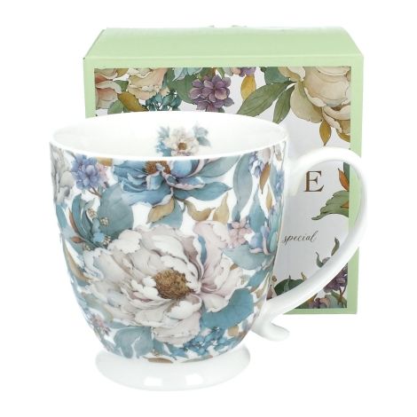 Tazza in porcellana con piedistallo, 510 ml, Bianco Peonia, Peonie - Serie Fiori Reali (1/4)