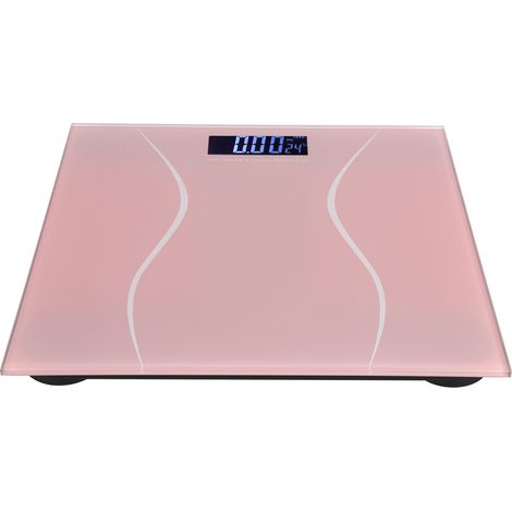 Digitale Körperwaage bis 180 kg (400 lb) mit elektronischem LCD-Display und Hintergrundbeleuchtung, ultradünn, automatische Einschaltung (rosa) (1/5)