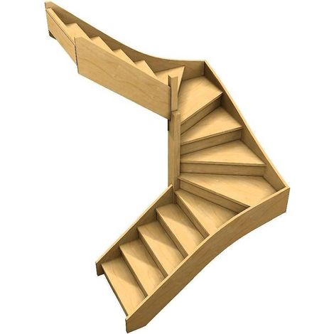Levigne – Escalier double quart tournant confort 288 cm – Hauteur de marche 18 cm – Giron 22 cm – Largeur 80 cm – Trémie rectangulaire 164x175 cm (1/3)