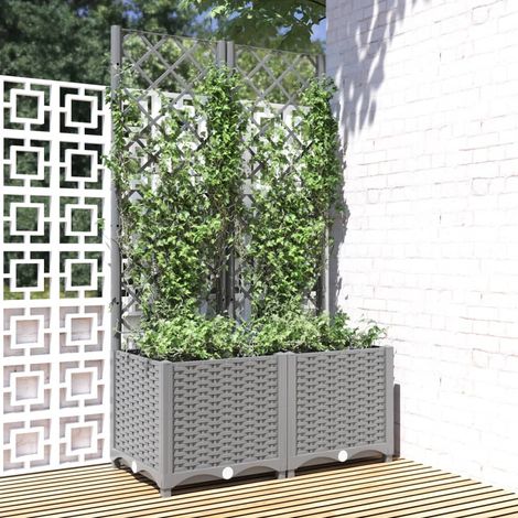 Bac à fleurs,Jardinière avec treillis Gris clair 80x40x136 cm PP -66736 (1/5)