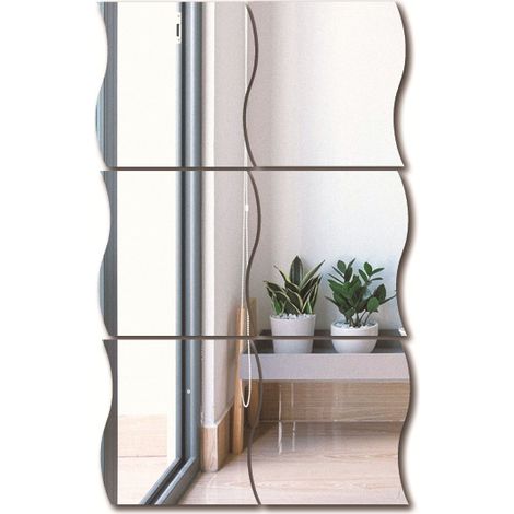 Miroir Mural Ondulé 3D - Carreau Acrylique 25 x 25 cm - Décoration Murale Salon Chambre - Lot de 6 (1/5)