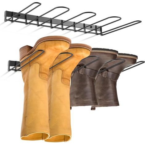 2 PCS Cintre Mural pour Bottes en Métal Robuste, Organisateur de Bottes de Cowboy, Porte Bottes Organisateur, Bottes de Travail sur le Coin d'entrée, Terrasse, Garage Noir (1/5)