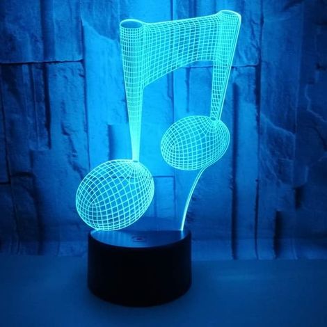 Veilleuse LED 3D, forme de note de musique, 7 couleurs, thème de Noël, son intégré, application polyvalente dans différents espaces de la maison.-AquaForge (1/5)
