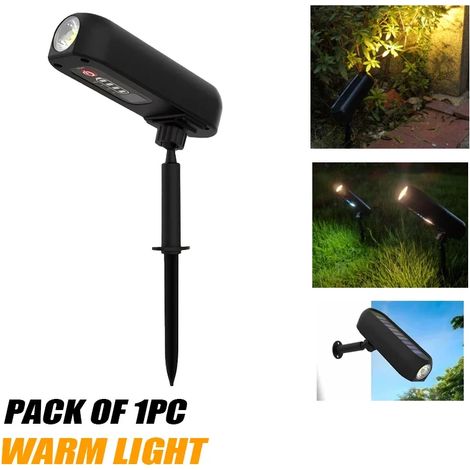 (Lumière chaude - 1 pièce) Applique solaire LED extérieure IP65, lampe verte pour jardin, projecteurs solaires, éclairage ascendant compatible avec arbres, allées et cours (1/5)