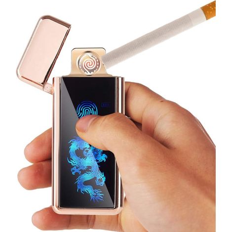 Briquet Électronique - Écran Tactile - Spirale En Tungstène - Résistant Au Vent - Sans Flamme - Rechargeable Par USB - Noir (1/5)