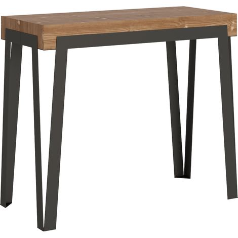 Consolle allungabile 90x40/290 cm Rio Premium Abete Tinto telaio Ruggine (1/4)