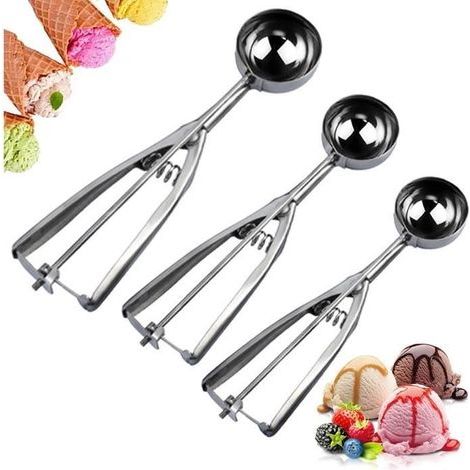 3er-Set Eiskugelportionierer, Edelstahl-Eiskugelportionierer für Kekse, Eiscreme und Sorbets (1/4)