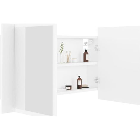 Armoire de salle de bain à miroir à LED Blanc 80x12x45 (1/5)