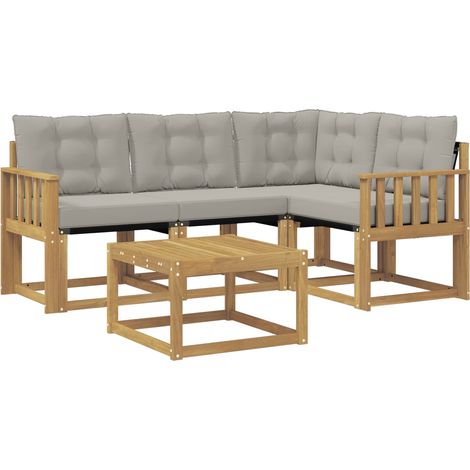 Outdoor Sofa Set with Cushion 5 pcs White and Light Grey vidaXL