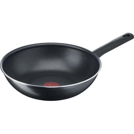Tefal Padella wok da 28 cm, per 6-8 persone, senza induzione, rivestimento antiaderente, resistente, facile da pulire, ad alte prestazioni, Thermo-Signal, Made in France, Day By Day B56419AZ (1/3)