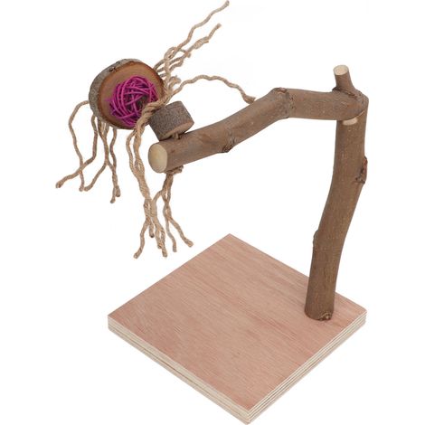 Support de jeu en bois pour oiseaux, griffes à mâcher, support d'entraînement pour perroquets et calopsittes, avec base. (1/5)
