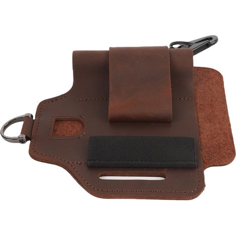 Sacoche ceinture à outils en cuir, multifonctionnelle et portable, marron, idéale pour les aventures en plein air et les travaux de réparation. (1/5)