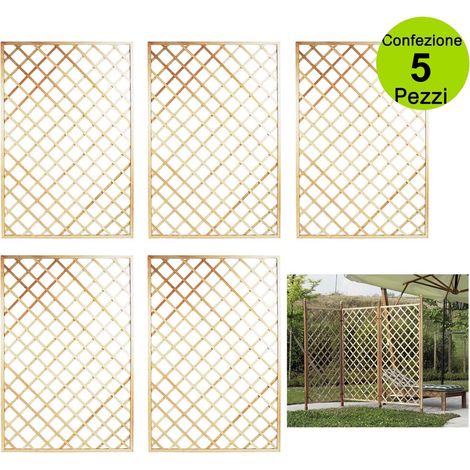 Multipack 5 pz tralicci fissi con cornice colore naturale 0,90 x h 1,80 metri in legno (1/2)