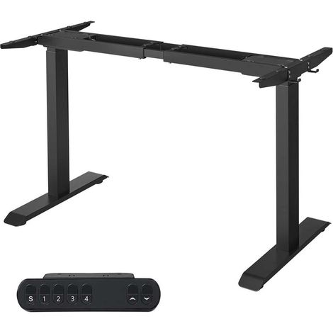 Cadre de bureau électrique pieds de bureau assis-debout sans dessus de table avec crochet réglable en hauteur en continu fonction mémoire acier noir (1/5)