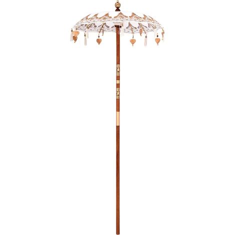 Parasol de jardin,Parasol balinais Crème (90-100) x 260 cm Coton et bois massif CFW25485 (1/5)