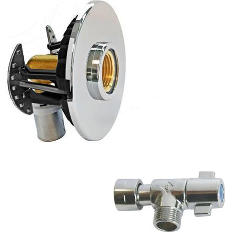 Pack sortie de cloison FIXOPLAC WC - raccord coudé multicouche à sertir Ø16 - M 3/8" (12/17) + robinet - Somatherm (1/2)