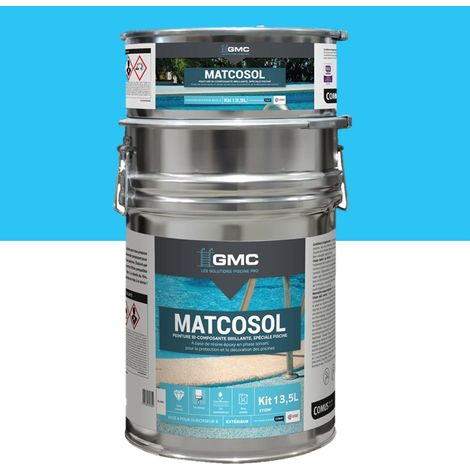 Peinture piscine Matcosol époxy 13.5L – Résistance au chlore – Imperméabilisant pour béton et coque polyester – Brillant – GMC
