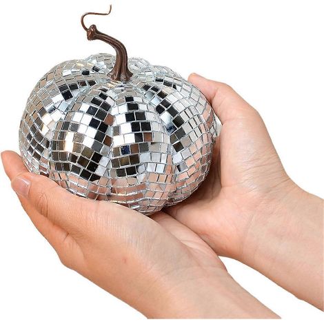Discokugel mit silbernem Spiegeleffekt, kürbisförmige Discokugel, 12 cm (1/5)