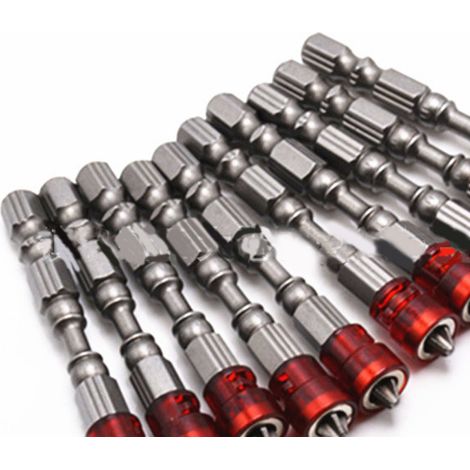 Lot de 10 embouts de tournevis cruciformes rouges de 65 mm de long, aimantés et antidérapants. (1/5)