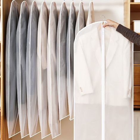 10 große, leichte, staubdichte, transparente Schutzhüllen aus Kunststoff für Pullover, Anzüge, Jacken und Daunenjacken (1/5)