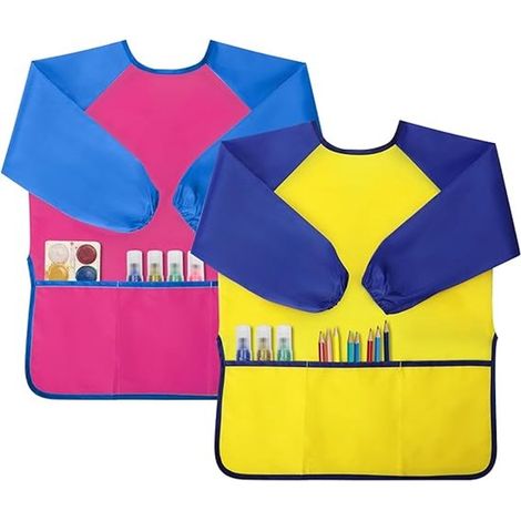Kinderschürze Malschürze für Kinder Zweiteiliges Set Wasserdicht Malschürze für Kleinkinder, für Kinder von 3 8 Jahren, lange Ärmel mit 3 Taschen (1/2)