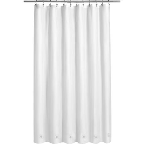 Long rideau de douche avec 6 aimants, imperméable en PEVA pour baignoire, Sans PVC, œillets métalliques, blanc, 183 x 198 cm (1/4)